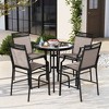 Tangkula Outdoor Bar Stools Set of 4 Heavy-Duty Patio Stools & Bar Chairs with Footrest & Armrests Metal Frame Counter Height - 3 of 4
