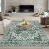 TackView Vintage Rug Irregular Medallion Area Rug Ultra-Thin Non Slip Floral Print Indoor Mat for Living Room Dining Room Bedroom - 2 of 4