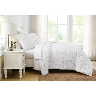 Rosebury White and Pink Cotton King Duvet Cover Set