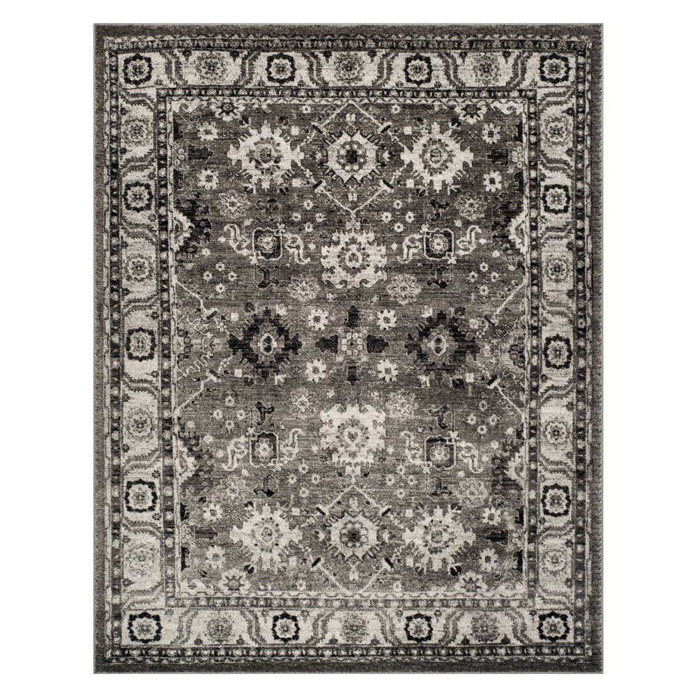 8'x10' Floral Loomed Area Rug Gray/Black - Safavieh