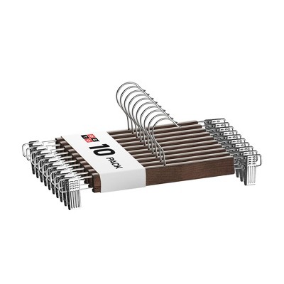 OSTO Multipurpose Wooden Skirt Hangers with Metal Clips, Skirt/Trouser Hangers of Luxe Wood, and 360-Degree Swivel Hook