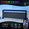 Bed Frame with LED Lights,Metal Platform Bed Frame with 2 Storage Drawers,Upholstered Bed Frame with Button Tufted Headboard - 4 of 4