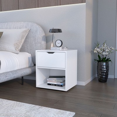 NicBex Wood Nightstand with Drawer,Bedside Table with Open Storage Compartment for Bedroom,Living Room