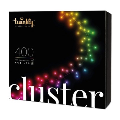 Twinkly TWC400GOP-GUS 400 LED RGB Multicolor 19.5 ft Cluster Lights, Bluetooth Wifi Controlled, Decorative Lights for Home, Classroom, Dorm Room