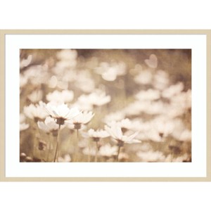 41" x 30" Daisies I Neutral by Elizabeth Urquhart Wood Framed Wall Art Print - Amanti Art: Modern Botanical Decor, Hardwood Frame - 1 of 4