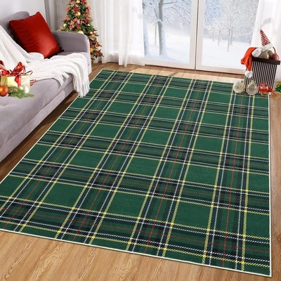 Christmas Area Rug Xmas Buffalo Plaid Rugs Winter Holiday Decorative Non Slip Accent Rug