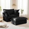 Corduroy Slipcovered Armchair Set with Ottoman,Deep Seat Lounge Chair with Large Pillows,49" Wide Living Room Chair-Baofuwish - 2 of 4