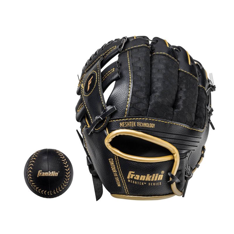 Franklin Sports 9.5&#34; Black/Gold Mesh Batting Glove With Ball - Left Hand Thrower, 1 of 4