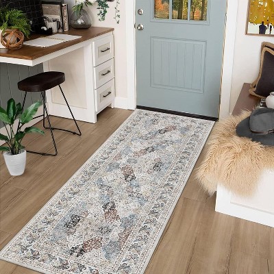 Vintage Distressed Rug, Machine Washable, Non-Slip, Non-Shedding, Foldable Low Pile Carpet for Indoor and Outdoor Use.