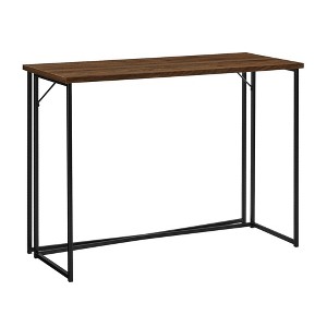 Maxwell Modern Glam Simple Y Leg Writing Desk Dark Walnut - Saracina Home: Steel Frame, Laminate Surface, No Storage - 1 of 4