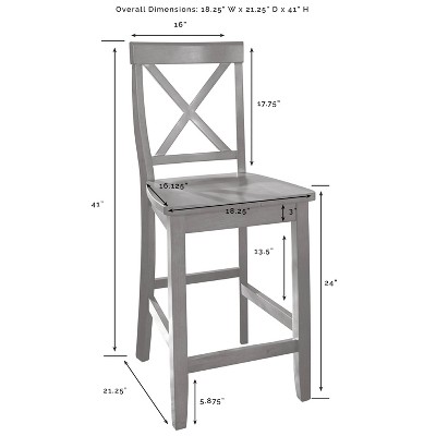 Classic White Solid Wood X-Back 24" Counter Stool Set