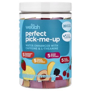 Wellah Perfect Pick-Me-Up, Water Enhancer With Caffeine & L-Theanine, Variety Pack, 20 Stick Pack, 0.2 oz (5.2-5.6 g) Each - 1 of 4