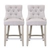 WestinTrends 24" Linen Tufted Buttons Upholstered Wingback Counter Stool (Set of 2) - 3 of 4