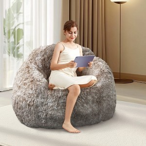 Faux Fur Bean Bag Chair with Armrest, Plush High-Density Foam Lazy Sofa for Kids & Adults, Perfect for Gaming, Reading & Living Room - 1 of 4