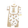 Hudson Baby Cotton Bodysuit, Pant and Bib Set, Teddy Bears - image 2 of 4