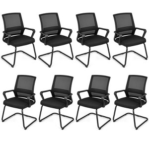 Tangkula Office Mesh Chair Set of 2/4/6/8/10/12 Office Guest Conference Chair w/ Lumbar Support Ergonomic Backrest Metal Frame Sled Base Reception Conference Chair - 1 of 4