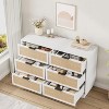 Rattan 6 Drawer Dresser, Wide Chest of Drawers with Metal Handles, Sturdy Wood Base, Bedroom Storage Organizer - 3 of 4