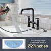 WOWOW Brass Double Handle Bridge Kitchen Faucet, Deck Mount Kitchen Sink Faucet with Side Sprayer in Matte Black - 3 of 4