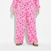 Women's Holiday Print Fleece Graphic Pants - Pink - 2 of 3