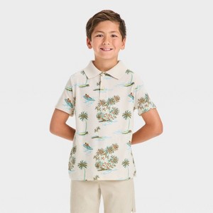 Boys' Short Sleeve Printed Polo Shirt - Cat & Jack™ - 1 of 3