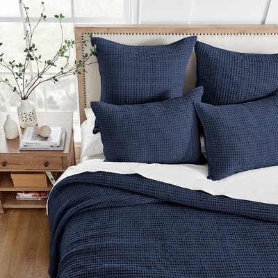 Navy Reversible Microfiber Full Bedspread Set