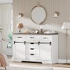 White（With mirror） White 6 Drawers Dresser with LED Light Farmhouse Style Space Saving Sliding Door Storage Cabinet for Bedroom and Living Room - 3 of 4
