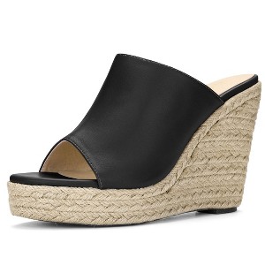 Allegra K Women's Open Toe Padded Insole Slip-on Platform Espadrille Sandals - 1 of 4