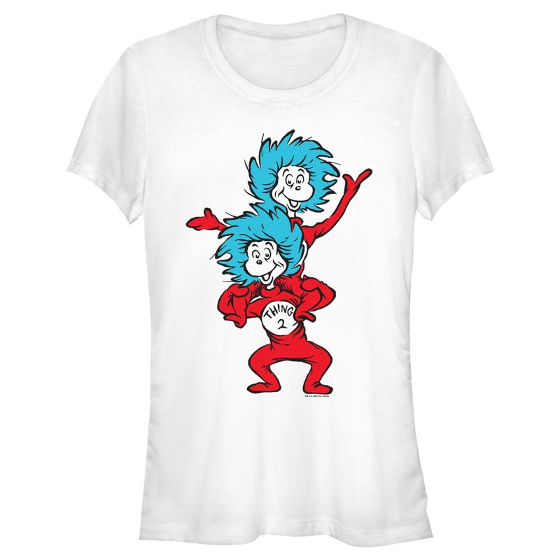 Juniors Womens Dr. Seuss Thing 1 and Thing 2 T-Shirt, 1 of 5