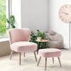 WestinTrends 25.5" Wide Upholstered Boucle Accent Chair with Ottoman Foot Stool Set - 2 of 4