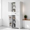 72-Inch Tall Bathroom Storage Cabinet with 4 Doors, 1 Drawer, Adjustable Shelf & Storage Rack, Anti-Tip Design, White - 2 of 4