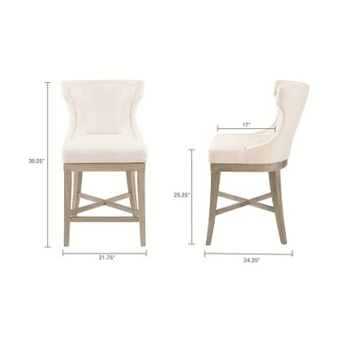 Trentin Cream Wood Swivel Wingback Counter Stool
