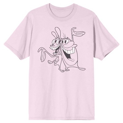 Ren And Stimpy Character Line Art Men’s Cradle Pink T-shirt : Target