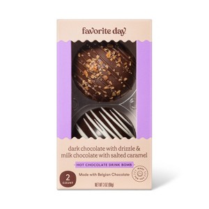 Hot Chocolate Bombs: Dark w/White & Milk w/Salted Caramel - 3.2oz - Favorite Day™ - 1 of 4