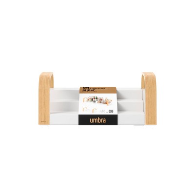 White and Natural Wood 3-Tier Revolving Spice Shelf