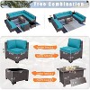 ALAULM 13 Pieces Patio Furniture Set, Rattan Wicker Outdoor Conversation Sets, Furniture Sofa Set w/43in Propane Fire Pit Table - 3 of 4
