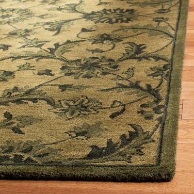Olive Green Hand-Tufted Wool Rectangular Rug 2' x 3'