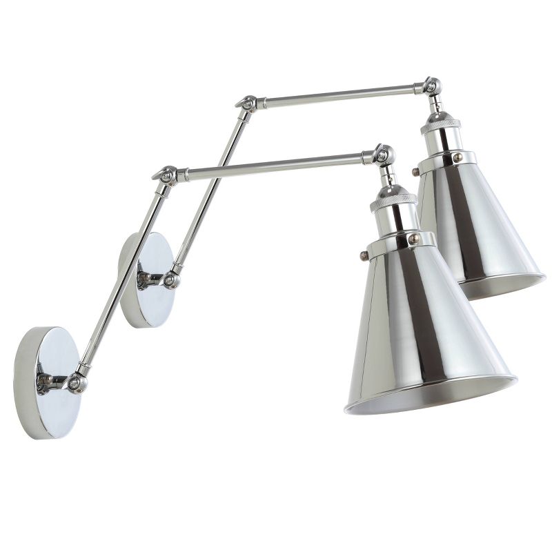7&#34; (Set of 2) LED Rover Adjustable Classic Glam Arm Metal Wall Sconces Chrome - JONATHAN Y, 4 of 7