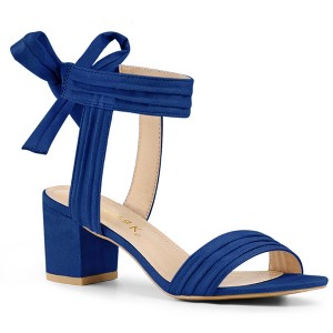 Allegra K Women's Back to College Open Toe Ankle Tie Back Block Heels Sandals - 1 of 4