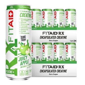 FITAID RX ZERO Workout Recovery Drink, Encapsulated Creatine, 5 Calories, Zero Sugar, BCAAs, B-Complex, Juicy Apple, 12 Fl Oz (Pack of 24) - 1 of 4