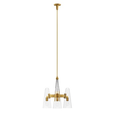 Beacon 21" Clear Satin Brass 3-Light LED Pendant for Indoor/Outdoor