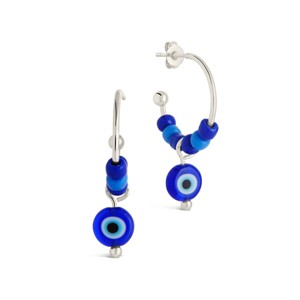 SHINE by Sterling Forever Sibyl Evil Eye Beaded Hoop Earrings - 1 of 3