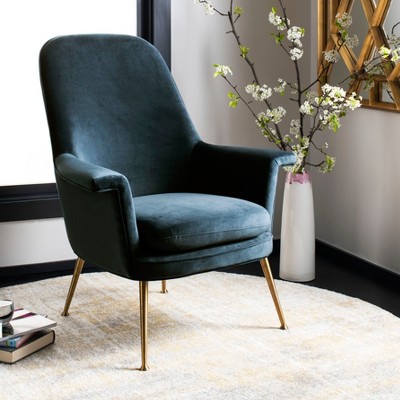 Navy Velvet Arm Chair with Gold Legs