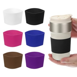 Unique Bargains Silicone Protective Heat Resistant Non Slip Coffee Cup Sleeve 6 Pcs - 1 of 4