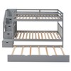 NicBex Twin over Twin/Full Bunk Bed Convertible Triple Bed Frame with Scroll Wheels, Guardrails and Storage Stairs, No Box Spring Required - image 3 of 4