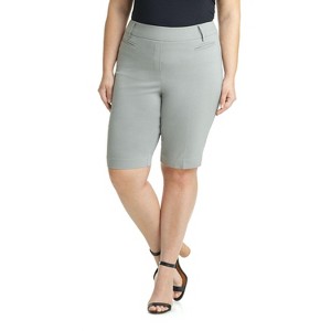 Rekucci Curvy Woman Ease into Comfort Pull-On Modern City Shorts with Tummy Control and Real Pockets - 1 of 4