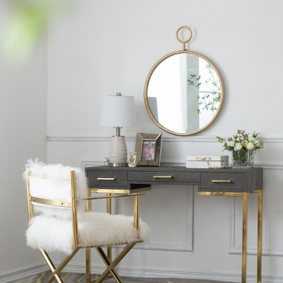 Round Gold Metal Wall Mirror, Decorative Vanity Mirror with Hanging Ring for Living Room or Dressing Table – The Pop Home