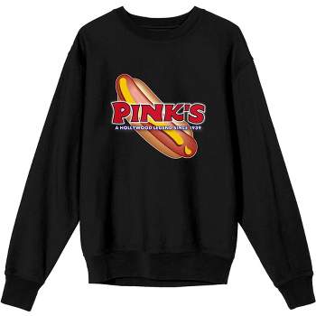 Pink's Hot Dogs Logo Men's Black Long Sleeve Sweatshirt