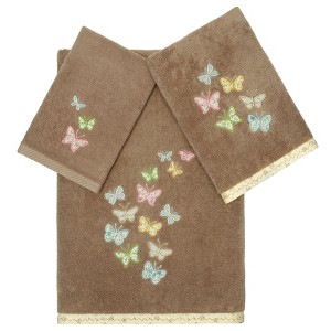 Linum Home Textiles 100% Turkish Cotton MARIPOSA Embellished Towel Set - 1 of 4