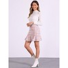INSPIRE CHIC Women's Plaid Ruffle Hem Button Decor Tweed Mini Skirt - 2 of 4
