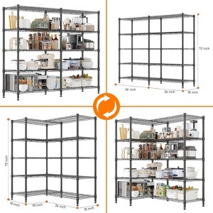 KRISRATE 4/5 Tier Wide Wire Shelving Storage Shelves Metal Closet/garage, 2-in-1 Linear/corner Setup Metal Shelves Heavy Duty w/ Adjustable Shelves - 1 of 4